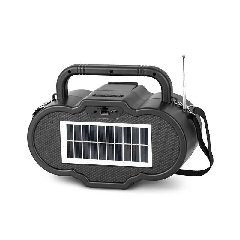 Radio Solar Multifuncional (Radio AM/FM, Batería Solar Parlante Bluetooth y Cargador Celulares)