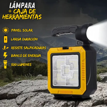 Linterna  Multifuncional (Caja de herramientas + Cargador Celular + Linterna + Panel Solar)